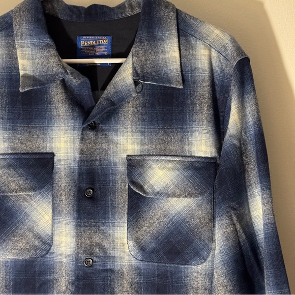 Pendleton Men’s Plaid Blue Wool Rider Shirt 100% Wool Size L - Picture 8 of 12